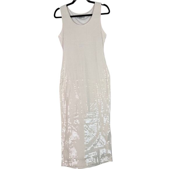 Robert Rodriguez White Sequins Sleeveless Sheath Dress Womens Medium Formal Sexy - Picture 8 of 13
